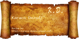 Karacs Dezső névjegykártya