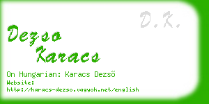 dezso karacs business card