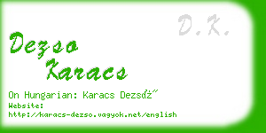 dezso karacs business card